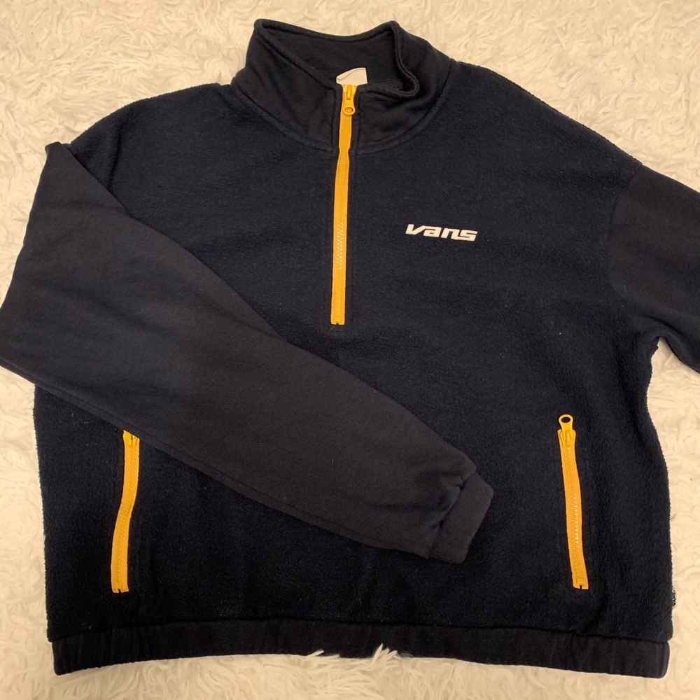 Pacsun blue quarter zip up vans
